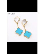 Turquoise and Mother of Pearl Quatrefoil Earrings - $55.00