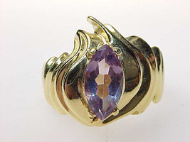 AMETHYST Vintage RING set in GOLD over STERLING Silver - Size 6 - $95.00