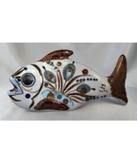 Hand Painted Glazed Ceramic Stoneware Folk Fish Figurine (Mexico) 7.25&quot; L - $19.50