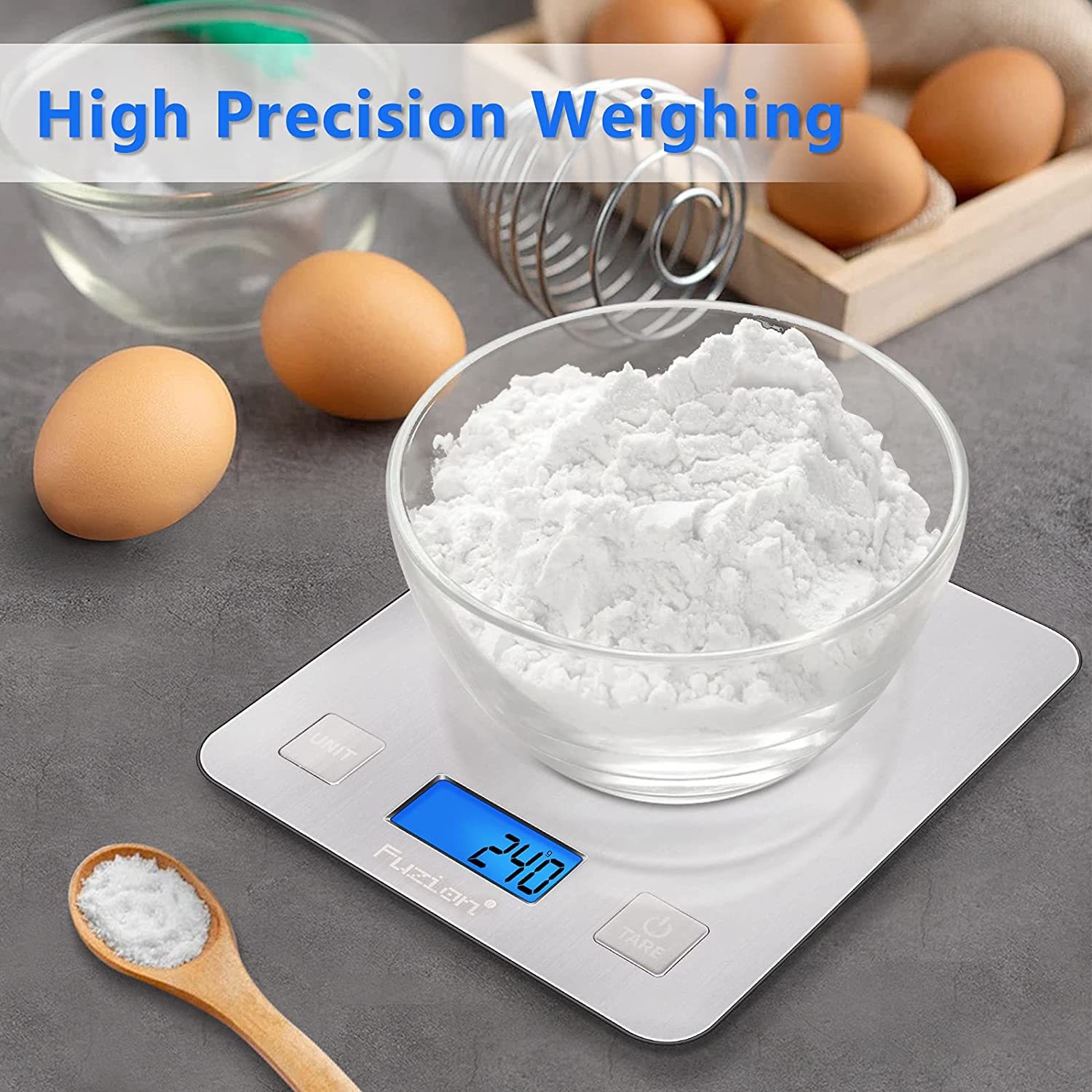  Homever Kitchen Scale, 33lb/15kg Food Scales Digital Weight  Grams and oz for Cooking, 304 Stainless Steel, Silver: Home & Kitchen