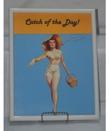 Framed Calendar Pin Up Girl Print Sexy Fishing Woman - $28.99