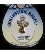 Angel Pin Golden Topaz Birthstone November Austrian Crystal lapel hatpin - $3.95