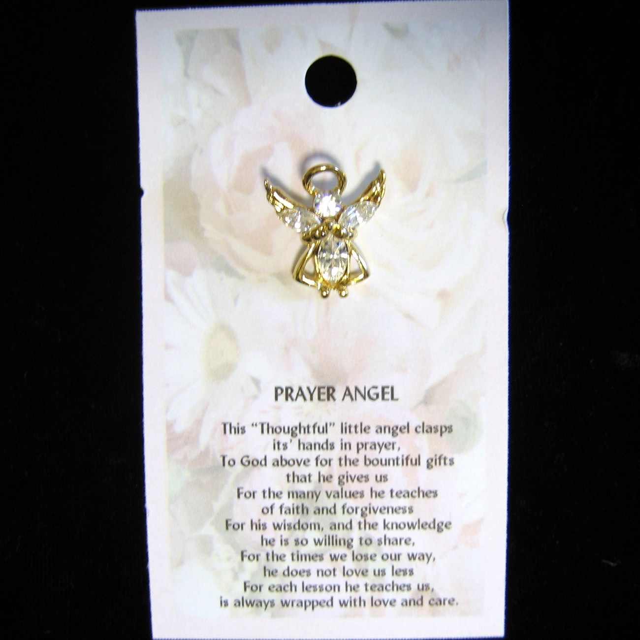 Primary image for Prayer Angel  Pin Crystal Gold brooch hatpin lapel purse