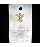 Prayer Angel  Pin Crystal Gold brooch hatpin lapel purse - $3.95