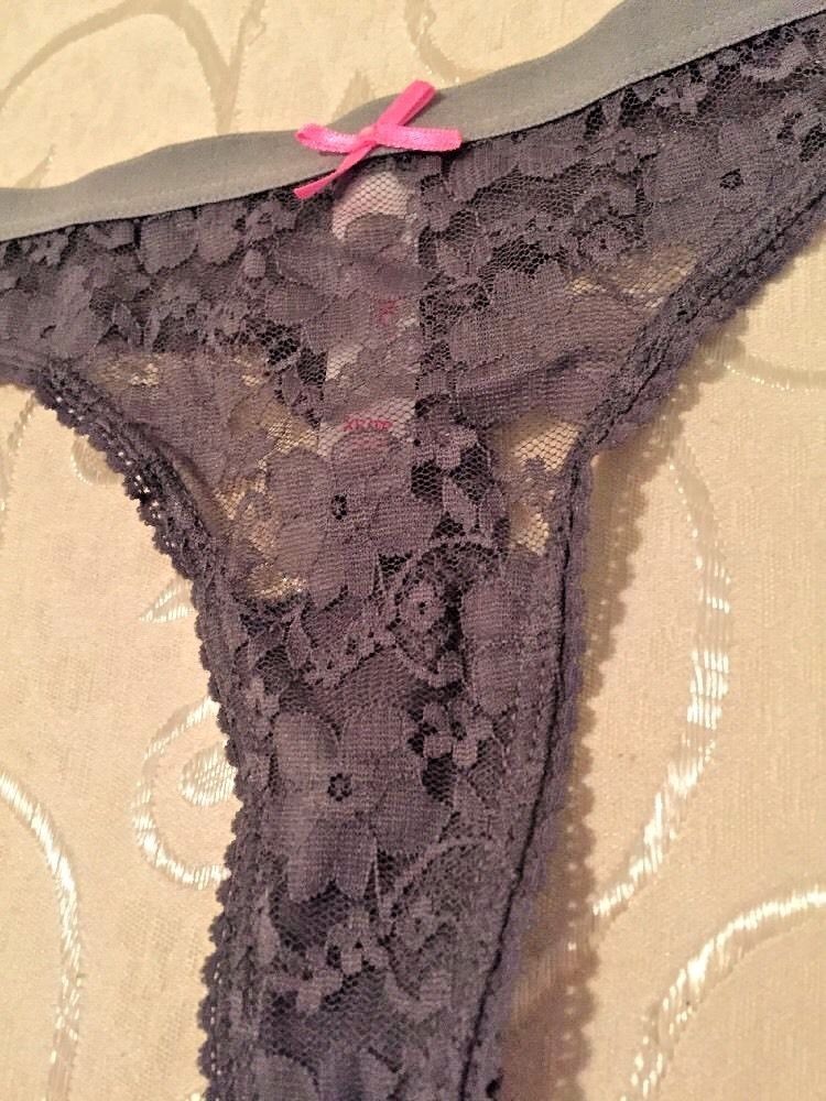 Gilligan & Omalley G String Panty XL Black Floral Lace Sexy Thong