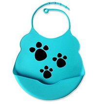 2 Pcs Footprint Pattern Comfortable and Durable Silicone Baby Bibs Pocket Meals image 1