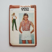  Simplicity 9552 Misses 1980s Buttoned Shirt Shorts Pants Size 16 Vintage - $4.94
