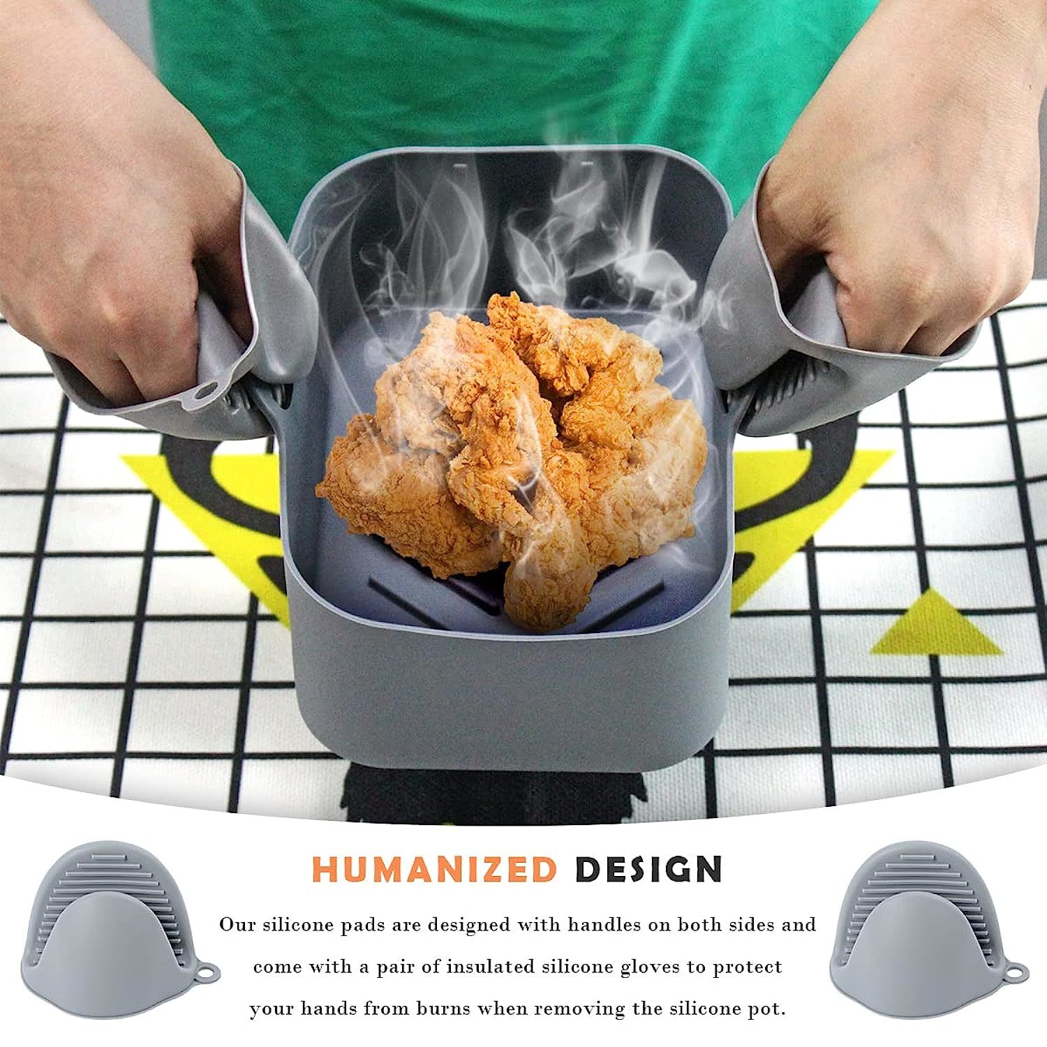 Air Fryer Silicone Liners 1-5 QT Air Fryer,Food Safe Air Fryer Silicone Pot  Liner Foldable, Reusable Heat Resistant Non-stick Silicone Air Fryer