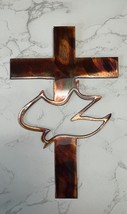 Cross with Dove Metal Wall Art  24" x 15 1/4" Copper and Bronzed Plated - $56.03