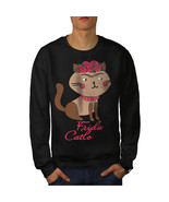 Frida Kahlo Cat Jumper Funny Men Sweatshirt - $18.99