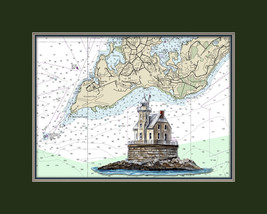 Race Rock NY Lighthouse and Nautical Chart High Quality Canvas Print - $14.99+