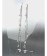 CHIC Long Drippy Multi Silver Chains Acrylic Crystals Shoulder Duster Ea... - $18.99