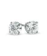 CLASSIC 14kt White Gold Plated 2.5 CT 9mm CZ Crystal Solitaire Stud Earr... - $19.99