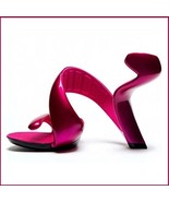 Hot Pink Padded Mojito Swirl Wrap Open Toe Sole-less High Heel Pumps - $199.95