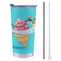 Mondxflaur Cartoon Funny Steel Thermal Mug Thermos with Straw for Coffee - $20.98