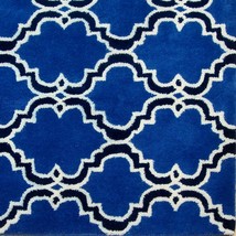 Moroccan Scroll Tile Indigo Handmade Persian Style Woolen Area Rug - 8' x 10' - $619.00