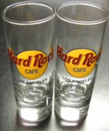 Hard Rock Cafe Los Angeles Shot Glass Tall Style Set of Two Clear Glass ... - $14.99