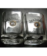 Jack Daniel&#39;s Shot Glass Set of Two Square Style Clear Glass Black Gold ... - $13.99