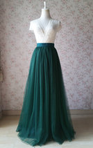 Dark Green Wedding Tulle Skirt Bow Dark Plus Size Bridesmaid Tulle Maxi Skirt image 5