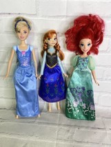 Disney Princess Cinderella Ariel Mermaid and Frozen Anna Doll Lot With D... - $19.80