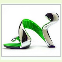 Silver Padded Mojito Swirl Wrap Open Toe Sole-less High Heel Pumps image 1