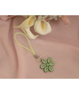 Paper Quill handcrafted neon green flower cell phone charm  - $9.99