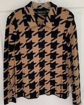 JONES NEW YORK COLLECTION SZ M BLACK &amp; BROWN SWEATER JACKET COAT ZIP UP ... - $29.69