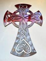 Celtic Ornamental Cross - Metal Wall Art - Ruby Tinged 13&quot; x 9&quot; - $33.23