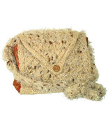 Tan hand knit handbag with inner pockets and strap - $31.00