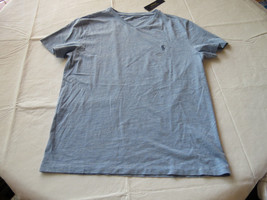 Men's Polo Ralph Lauren v neck T shirt soft S 661012 New Powder Blue blue logo - $25.73