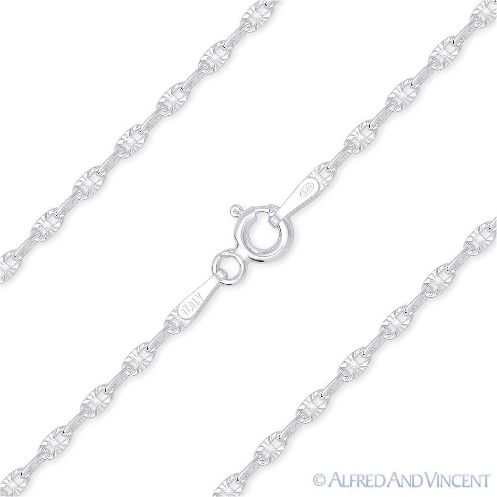 Primary image for 1.9mm Thin Diamond-Cut Nova Link Italian Chain Necklace in .925 Sterling Silver