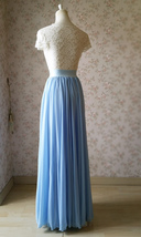 Blue Wedding Chiffon Skirt Flowy Blue Bridesmaid Chiffon Skirts Plus Size image 5
