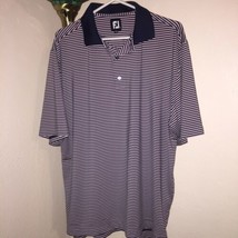Mens FootJoy Navy/Pale Pink Striped Golf Polo Shirt Sz Large - $44.55