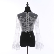 Long Sleeve Crop Lace Tops Empire Style Wedding Bridesmaids Lace Tops Plus Size image 2
