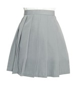 Women`s School Uniform High Waist Pleated Skirts(2XL waist 32inch,Grey) - $22.76