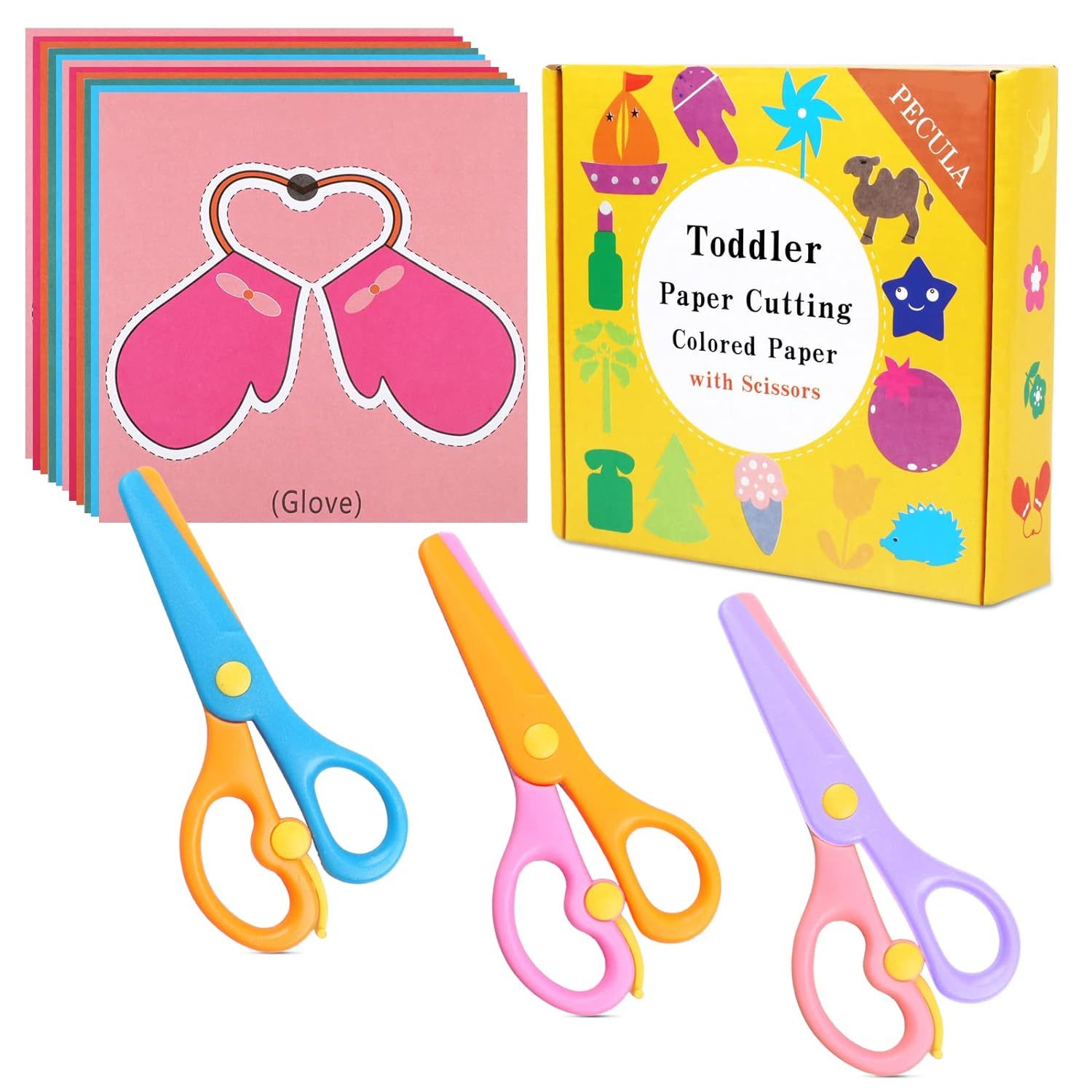 3 Pieces Toddler Safety Scissors In Animal Designs, Kids Preschool