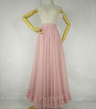 Pink Long Layered Tulle Ruffle Skirt Pink Bridesmaid Tulle Skirt Plus Size