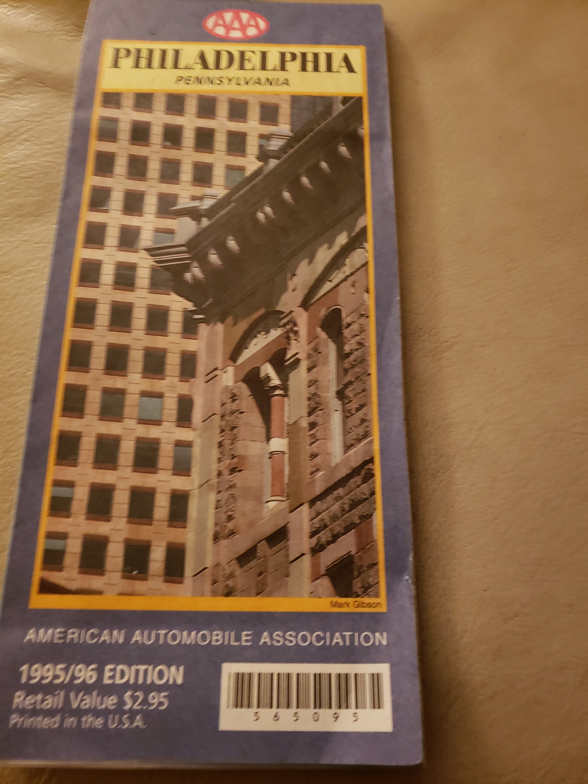 Folded map AAA 1995-1996 Philadelphia city  - $9.95