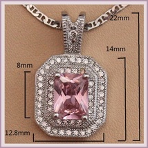 Pink Quartz Crystal with Diamond Rhinestone 925 Stamped Sterling Silver Pendant  image 3
