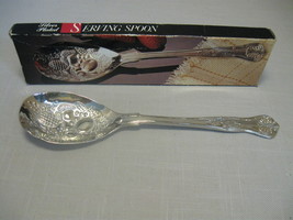 Serving Spoon Silver Plate 8 3/4&quot; long Fruit &amp; Leaf Design Shell Design ... - $14.99