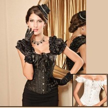 Renassiance Brocade Cap Sleeved Goth Corset Lace Up Back Strong Cord Steel Bones