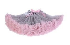 Beautifulfashionlife Girls Tulle pettiskirt Tutu Skirts Grey pink,X-Large - $28.70