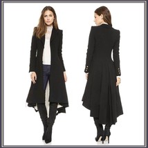 Late Medieval Victorian Gothic Lined Dovetail Buttons at Cuff Long Coat Jacket