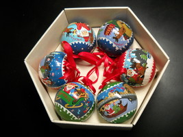 Pottery Barn Christmas Ornament Set of Six Santa Around The World Paper Ribbons - $12.99