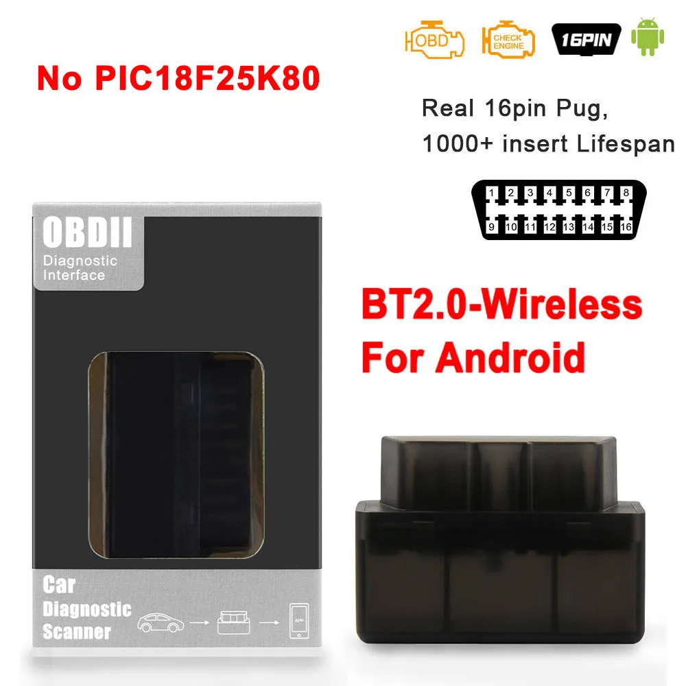 Mini ELM327 V1.5 Bluetooth OBD2 Wireless Car Diagnostic Scanner 2 Layer PCB  ELM 327 PIC18F25K80 Chip Universal OBD II Protocols Car Code Reader