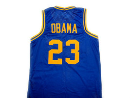 Barack Obama #23 Punahou High School Basketball Jersey Blue Any Size image 5
