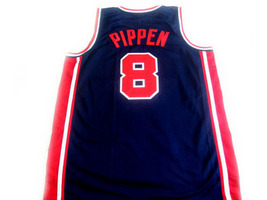 Scottie Pippen #8 Team USA Basketball Jersey Navy Blue Any Size image 5