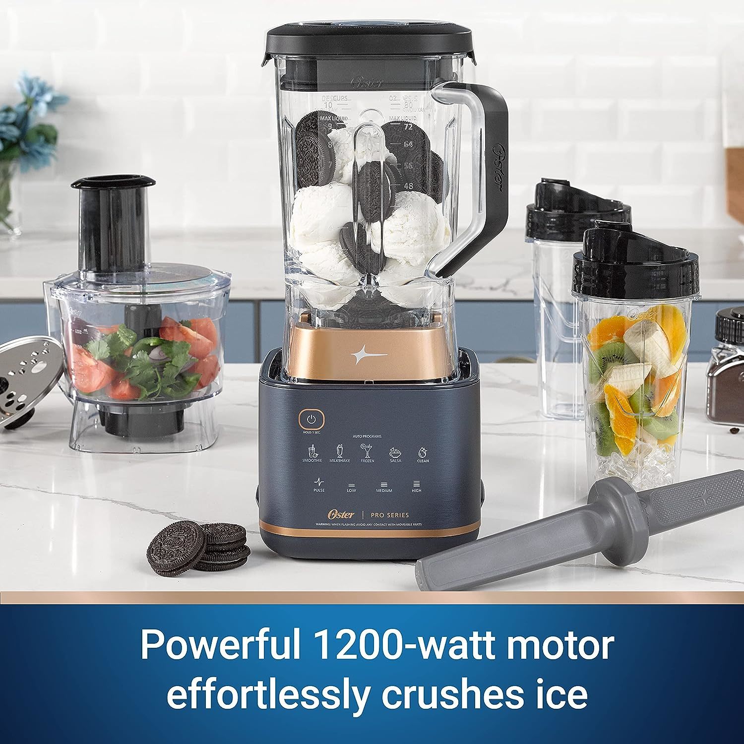 Oster 1200 Watt Pro Blender withTexture Select Settings and 2 Blend-n-go  Cups