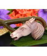 Vintage Plastic Horse Head Brooch Pin Riding Crop Equestrian Whip - $19.95
