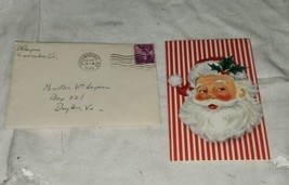 Hallmark Santa Claus Card With Envelope 1962 Postmark Greensboro GA Dayton Va - $15.99